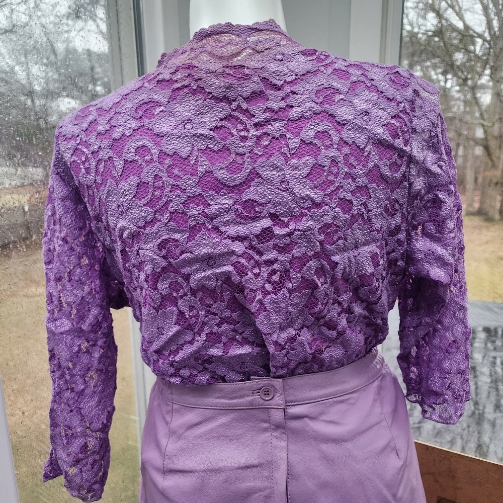 Leather Jacket Roaman’s Leather Lilac Eyelet Blazer & Box Pleated Maxi Skirt Set - Picture 9 of 15
